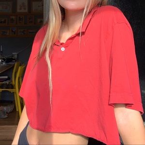 Red cropped polo!